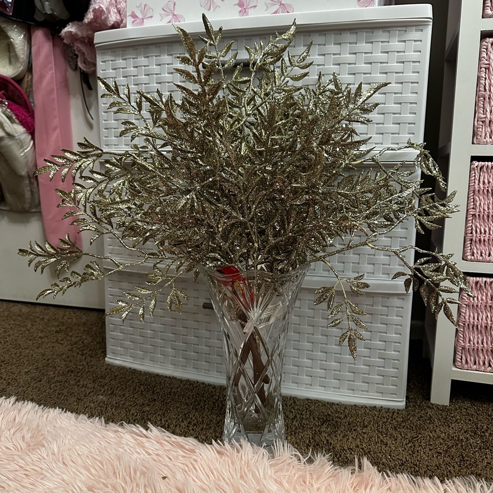 Gorgeous Gold Glitter Holiday Christmas Branch Bush Decor  x 4!